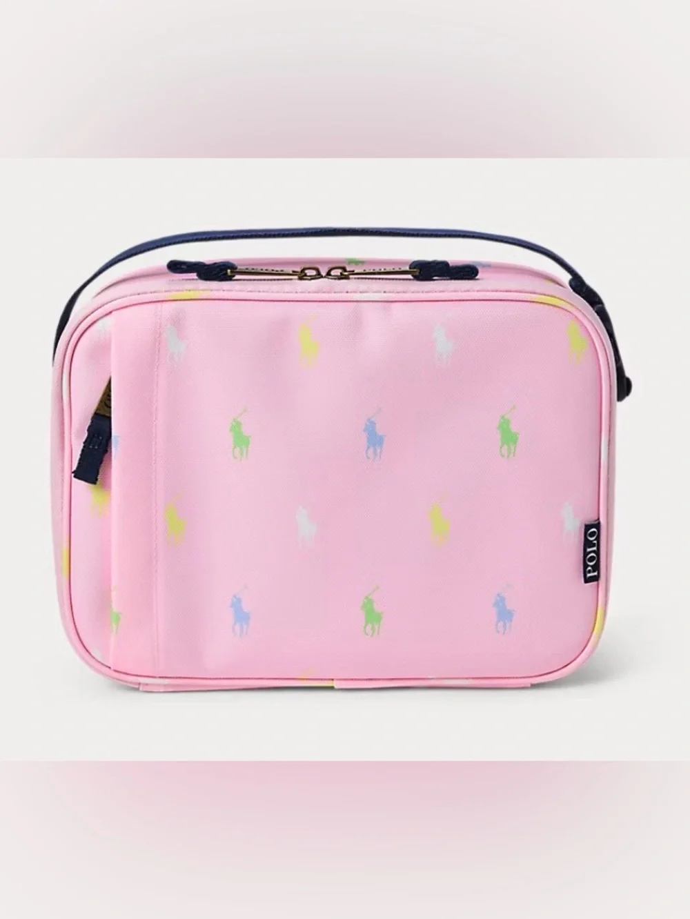 Polo by Ralph Lauren Pink Kids Lunch Tote with Multicolor Pony Logos